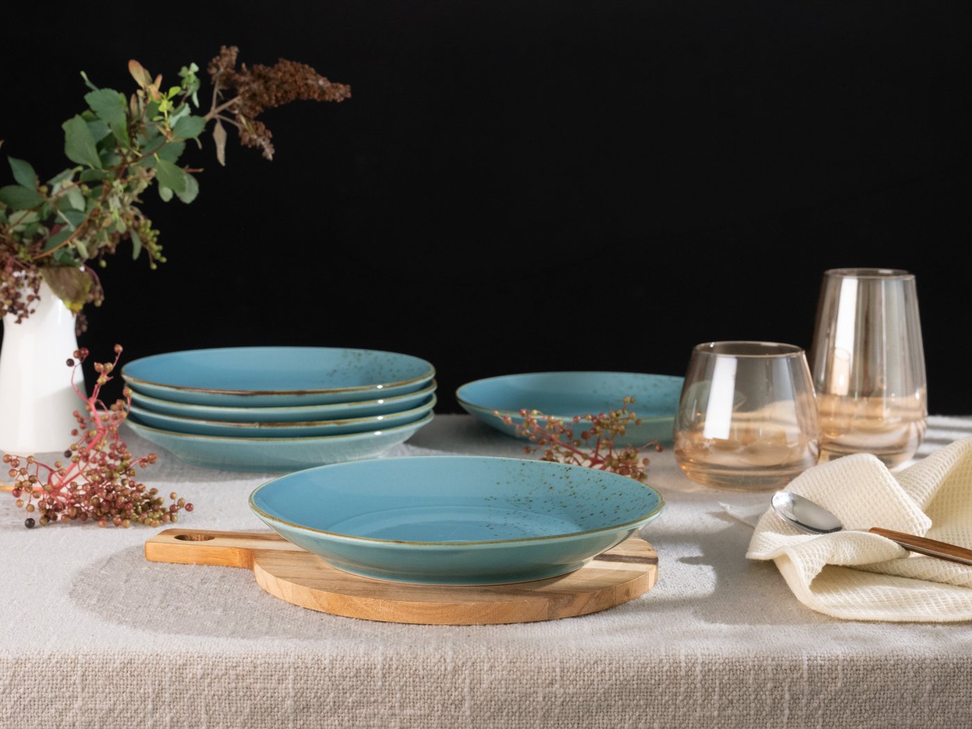 creaTable Suppenteller Essteller NATURE COLLECTION, (6 St), Teller Set für 6 Personen, Ø 22 cm, Steinzeug, tiefe Teller – Bild 4 von 5