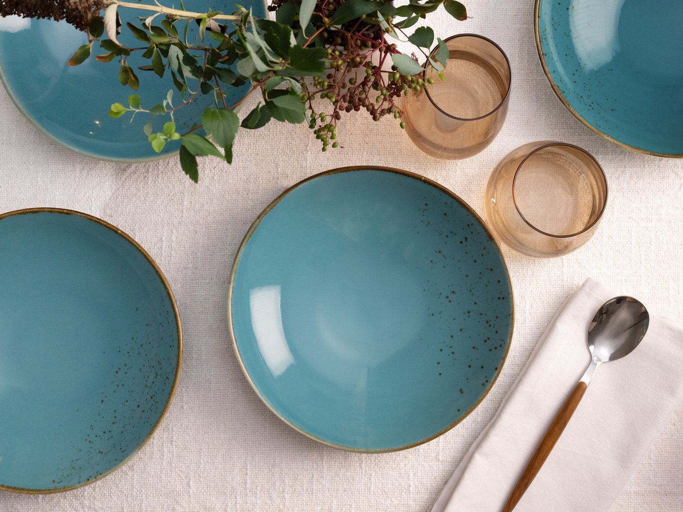 creaTable Suppenteller Essteller NATURE COLLECTION, (6 St), Teller Set für 6 Personen, Ø 22 cm, Steinzeug, tiefe Teller – Bild 5 von 5