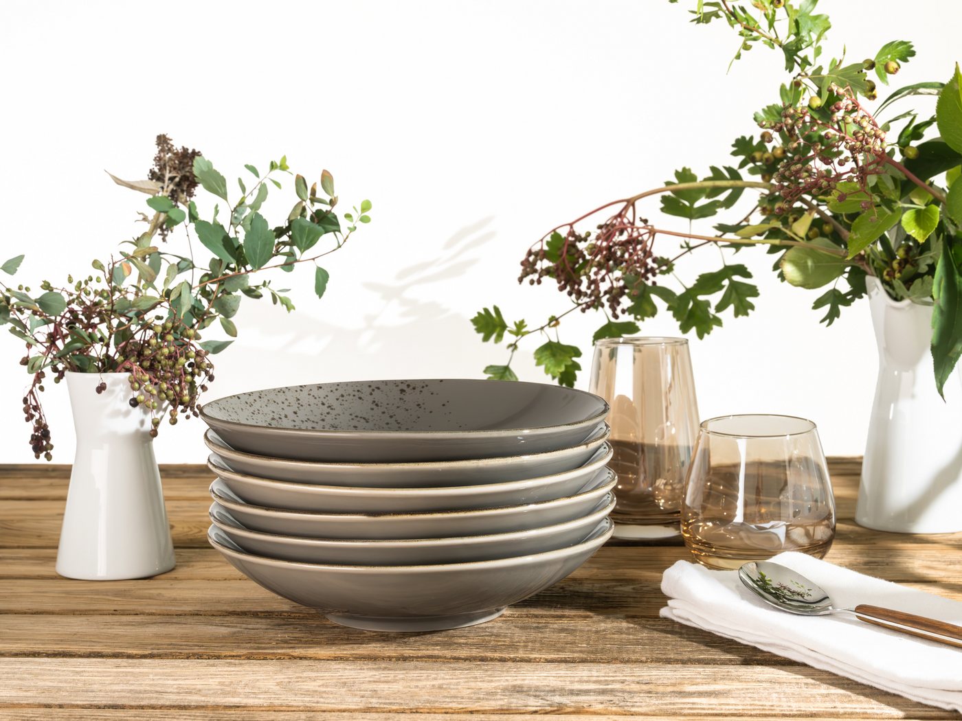 creaTable Suppenteller Essteller NATURE COLLECTION, (6 St), Teller Set für 6 Personen, Ø 22 cm, Steinzeug, tiefe Teller – Bild 2 von 5