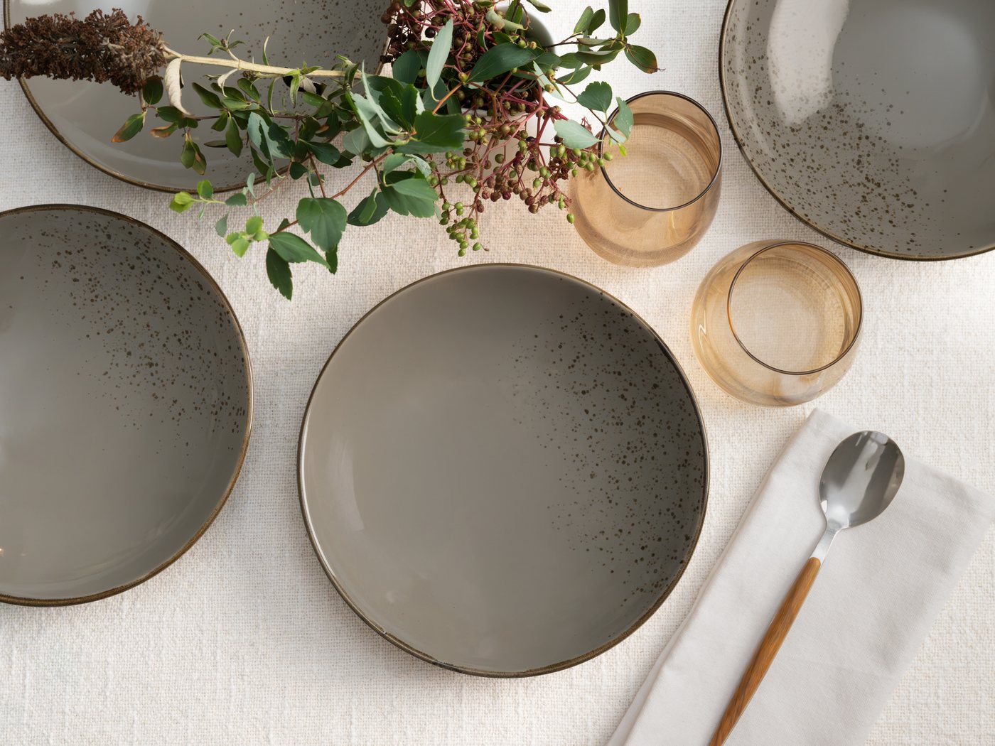creaTable Suppenteller Essteller NATURE COLLECTION, (6 St), Teller Set für 6 Personen, Ø 22 cm, Steinzeug, tiefe Teller – Bild 5 von 5