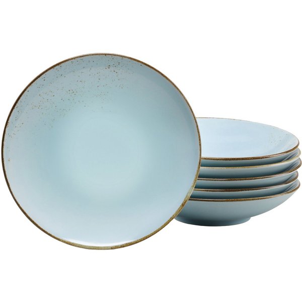 CreaTable Suppenteller Essteller NATURE COLLECTION, (6 St), Teller Set für 6 Personen, Ø 22 cm, Steinzeug, tiefe Teller