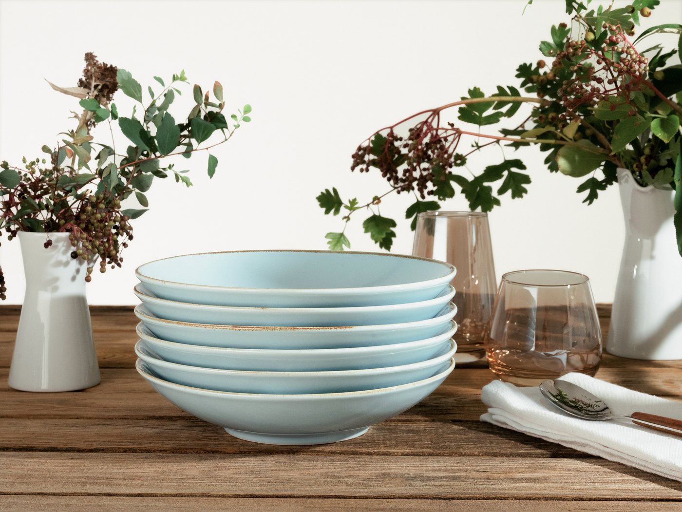 creaTable Suppenteller Essteller NATURE COLLECTION, (6 St), Teller Set für 6 Personen, Ø 22 cm, Steinzeug, tiefe Teller – Bild 2 von 5