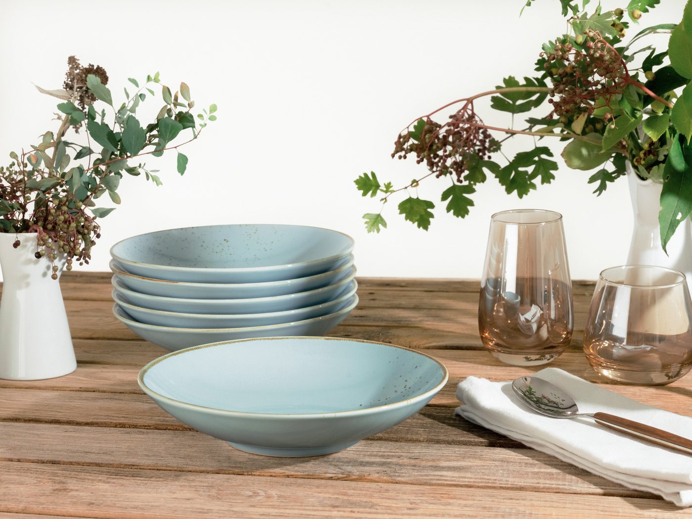 creaTable Suppenteller Essteller NATURE COLLECTION, (6 St), Teller Set für 6 Personen, Ø 22 cm, Steinzeug, tiefe Teller – Bild 3 von 5