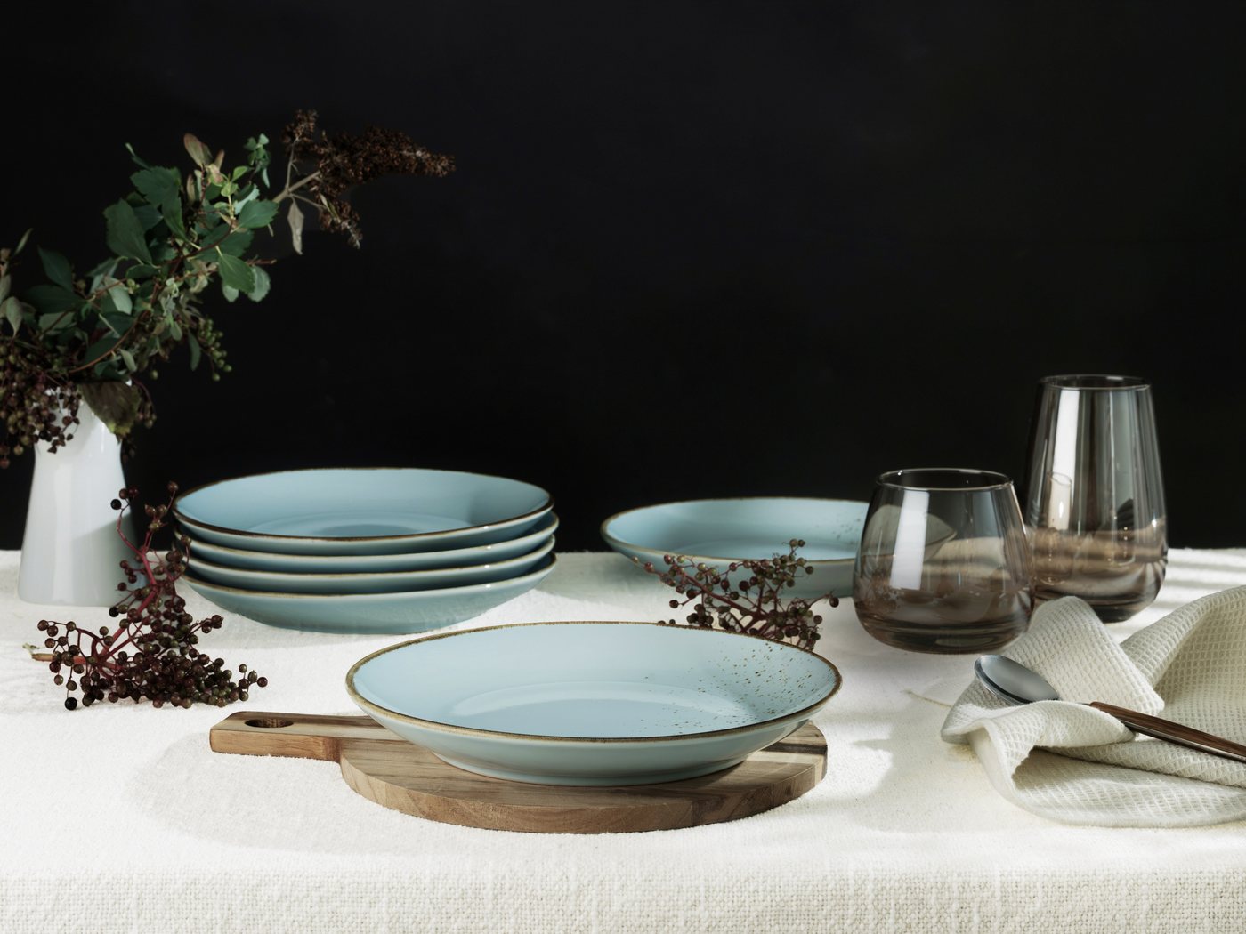 creaTable Suppenteller Essteller NATURE COLLECTION, (6 St), Teller Set für 6 Personen, Ø 22 cm, Steinzeug, tiefe Teller – Bild 4 von 5