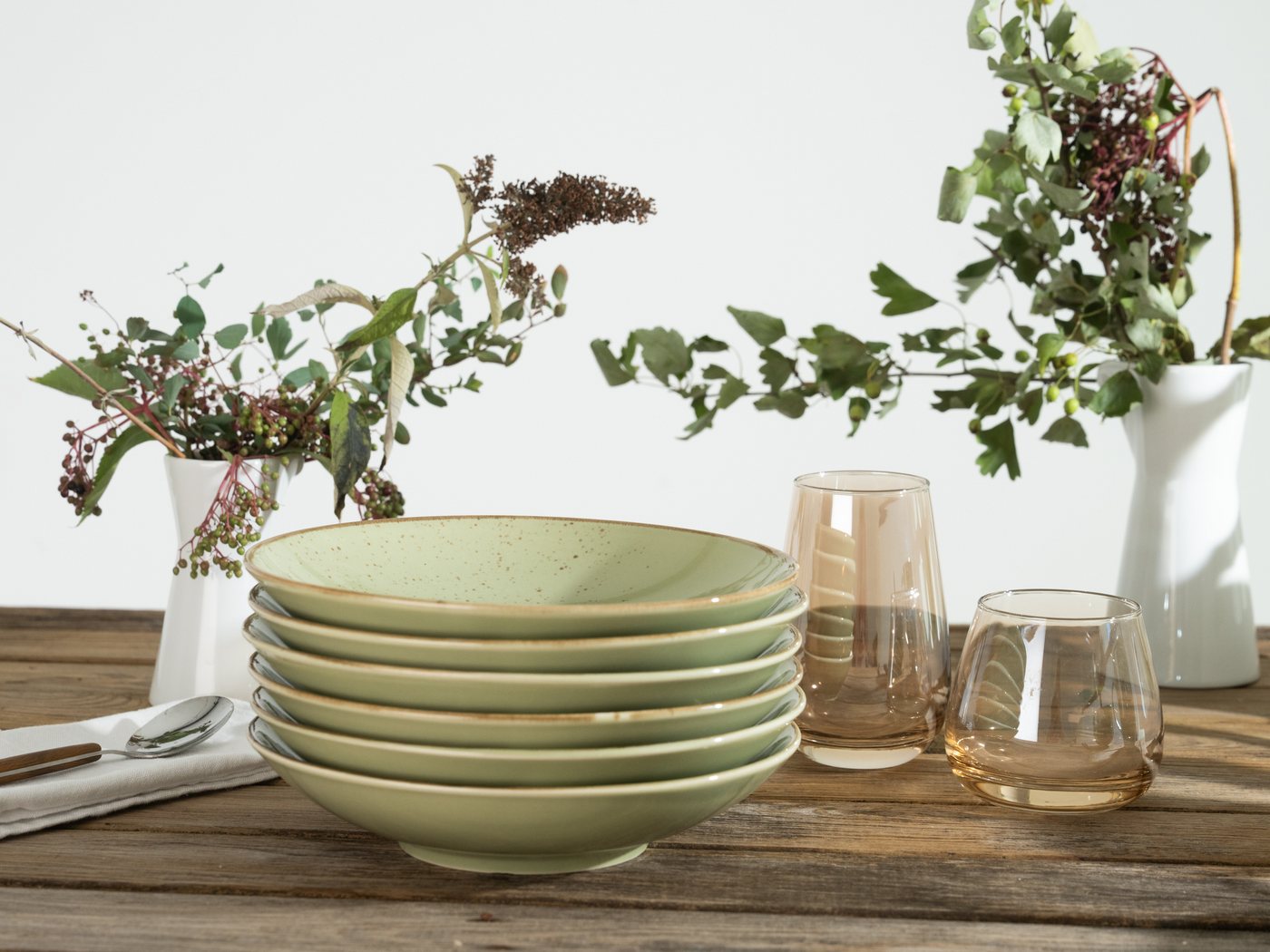 creaTable Suppenteller Essteller NATURE COLLECTION, (6 St), Teller Set für 6 Personen, Ø 22 cm, Steinzeug, tiefe Teller – Bild 2 von 5