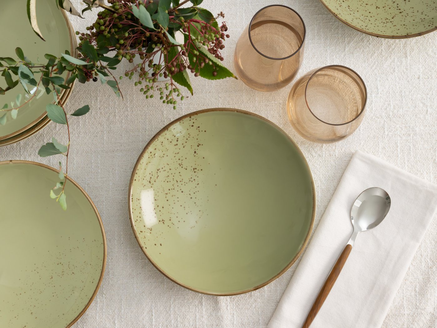 creaTable Suppenteller Essteller NATURE COLLECTION, (6 St), Teller Set für 6 Personen, Ø 22 cm, Steinzeug, tiefe Teller – Bild 5 von 5