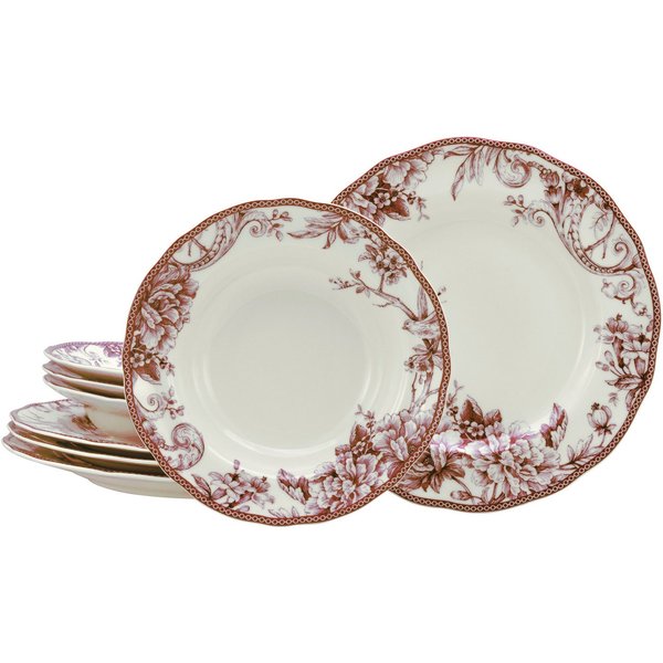CreaTable Tafelservice Adelaide, Service 8-tlg. (8-tlg), 4 Personen, Porzellan, Teller Set, Nostalgischer Vintage Dekor, Elegante Form