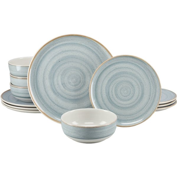 CreaTable Tafelservice Caoba Azul (12-tlg), 4 Personen, Steingut