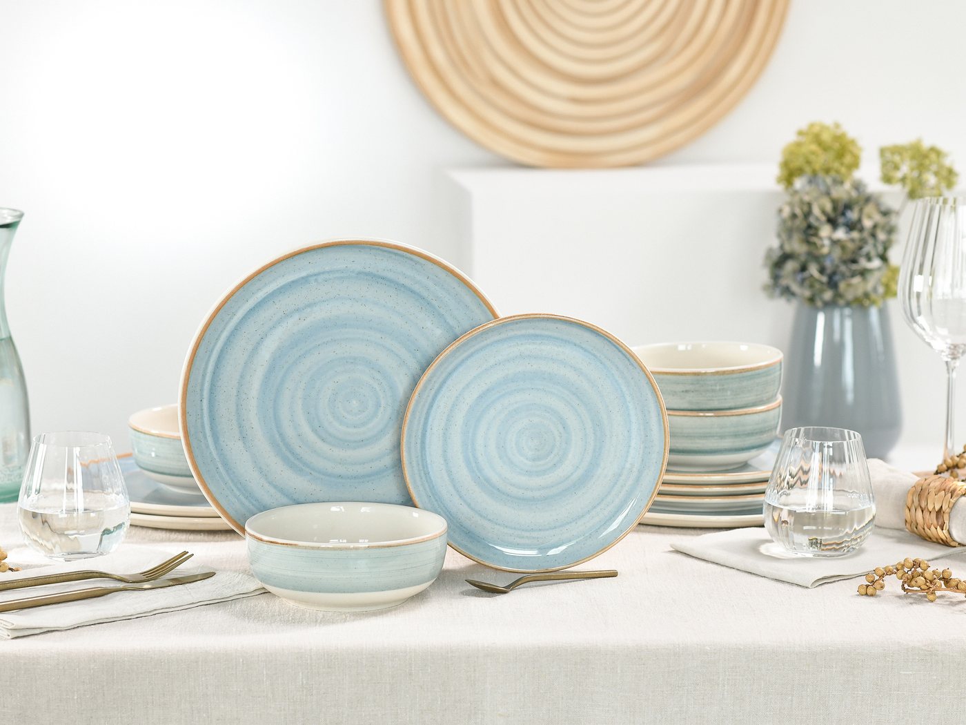 creaTable Tafelservice Caoba Azul (12-tlg), 4 Personen, Steingut – Bild 3 von 5