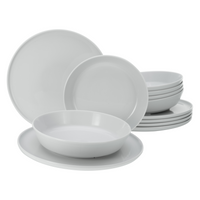 CreaTable Tafelservice Geschirr-Set Chef Collection (12-tlg), 6 Personen, Porzellan, Teller Set, weiß, nordisches Design, 12 Teile, für 6 Personen