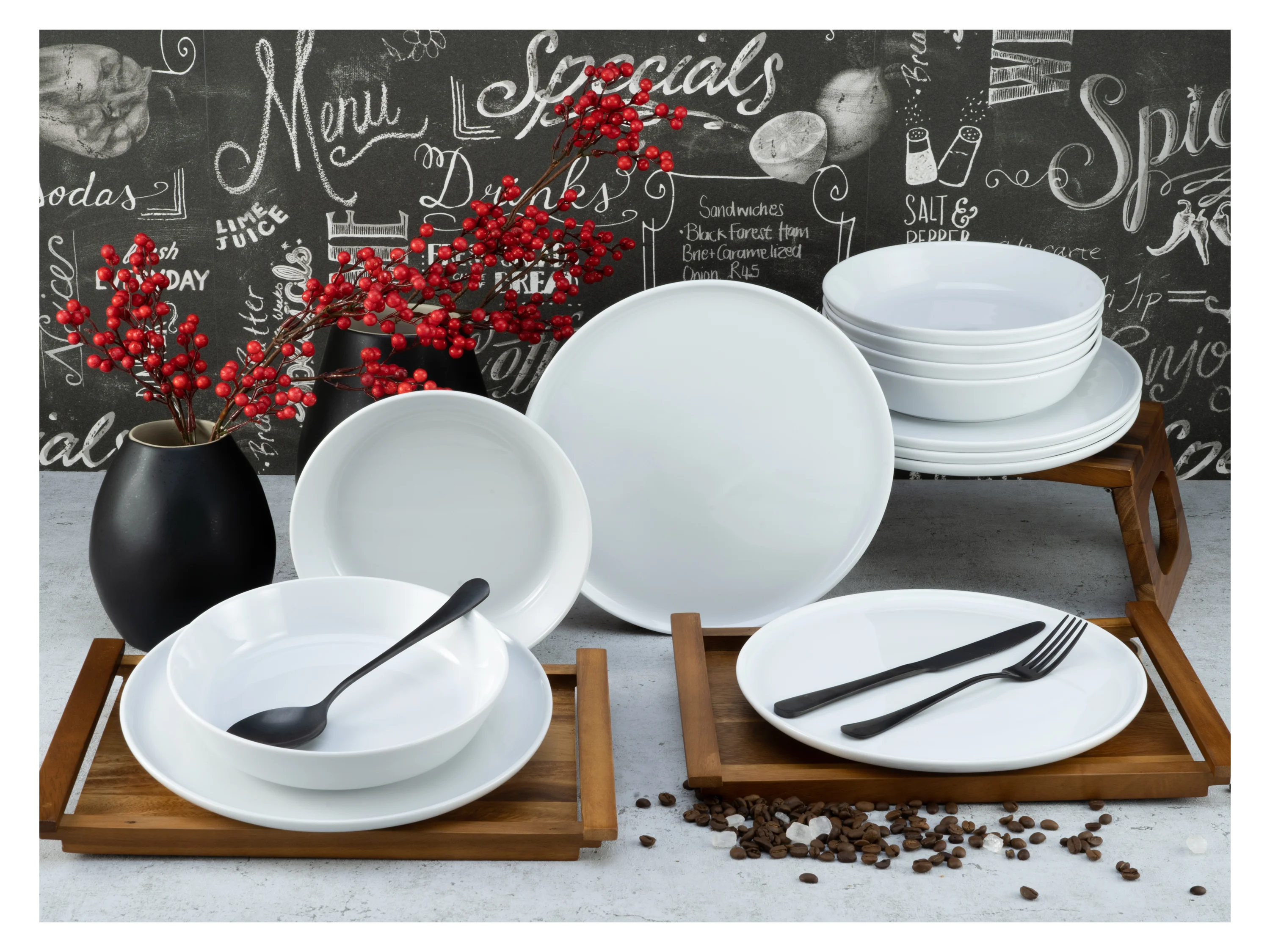 creaTable Tafelservice Geschirr-Set Chef Collection (12-tlg), 6 Personen, Porzellan, Teller Set, weiß, nordisches Design, 12 Teile, für 6 Personen – Bild 2 von 4