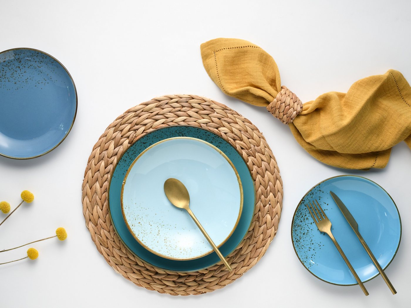 creaTable Tafelservice Geschirr-Set NATURE COLLECTION Aqua (12-tlg), 4 Personen, Steinzeug, Teller Set, Service, 12 Teile, für 4 Personen – Bild 2 von 5