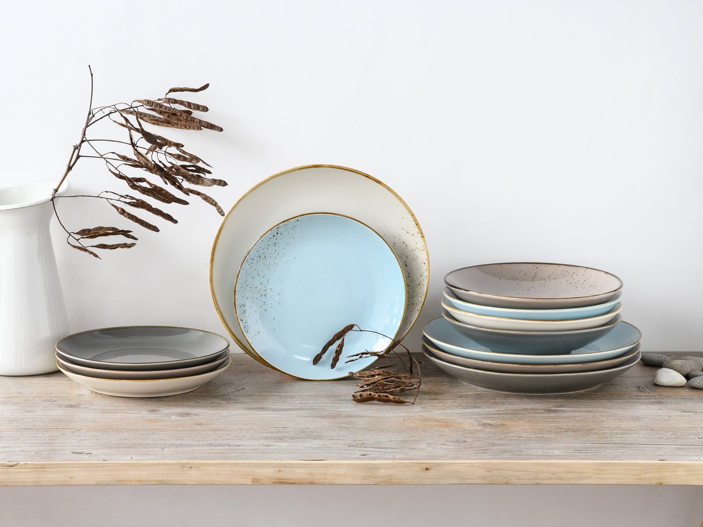 creaTable Tafelservice Geschirr-Set NATURE COLLECTION Scandic (12-tlg), 4 Personen, Steinzeug, Teller Set, Service, 4 Farben im Set, 12 Teile, für 4 Personen – Bild 4 von 5