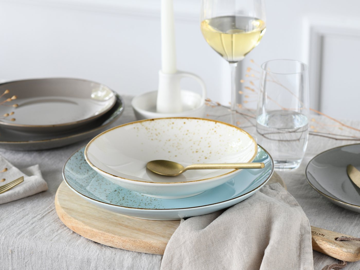 creaTable Tafelservice Geschirr-Set NATURE COLLECTION Scandic (12-tlg), 4 Personen, Steinzeug, Teller Set, Service, 4 Farben im Set, 12 Teile, für 4 Personen – Bild 5 von 5