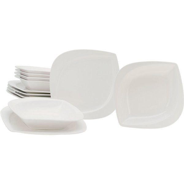 CreaTable Tafelservice Melbourne (12-tlg), 6 Personen, Porzellan, Teller Set, extravagante Form