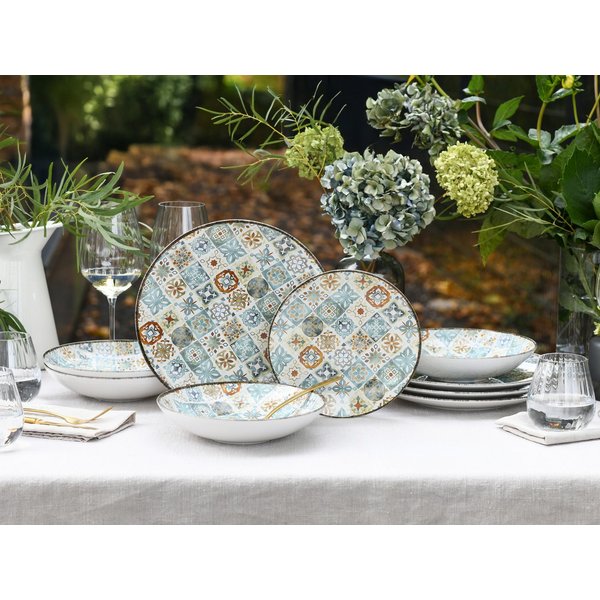 CreaTable Tafelservice Mosaik Bunt (12-tlg), Steinzeug