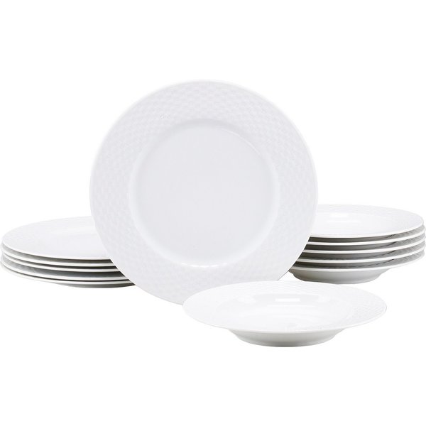 CreaTable Tafelservice Polo, Service 12-tlg. (12-tlg), 6 Personen, Porzellan, Teller Set, Daily Use, Zeitlos
