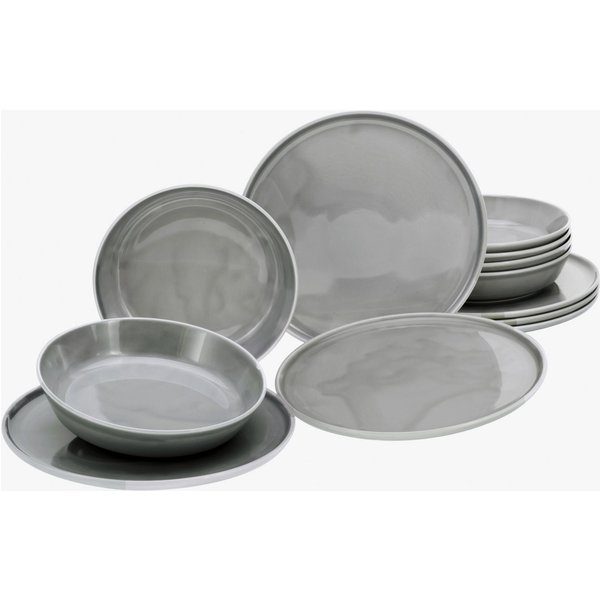 CreaTable Tafelservice Teller Set, Geschirr-Set Chef Collection (12-tlg), 6 Personen, Porzellan, Suppenteller, Speiseteller, nordisches Design, 12 Teile für 6 P