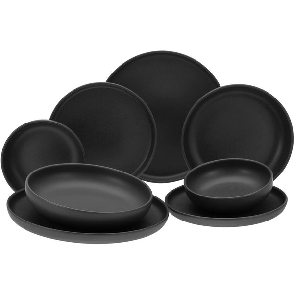 CreaTable Tafelservice Uno (8-tlg), 2 Personen, Steinzeug, Teller Set, seidenmatte Glasur