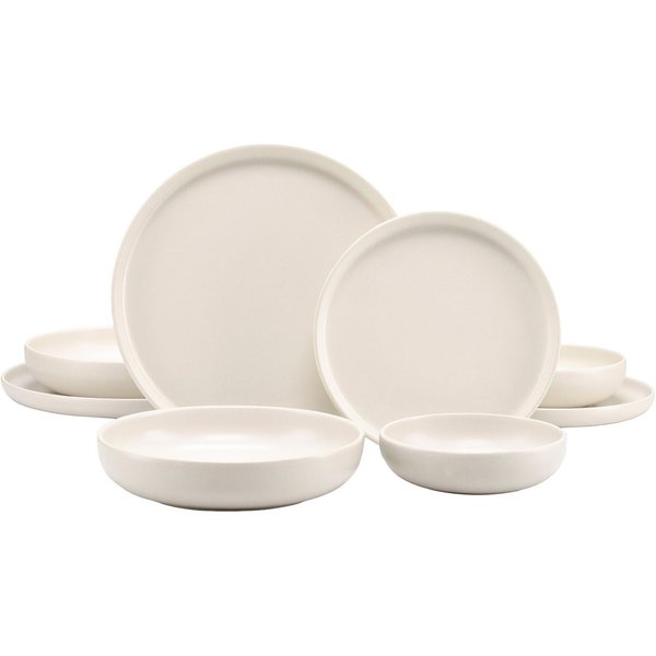CreaTable Tafelservice Uno (8-tlg), 2 Personen, Steinzeug, Teller Set, seidenmatte Glasur