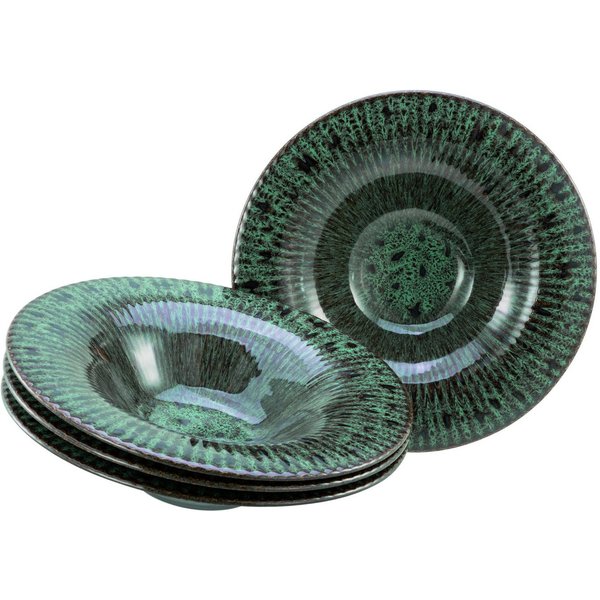 CreaTable Teller Allegra Magic, Gourmetteller, 4-tlg., (4 St), Moderne Coupeform, Reaktivglasur