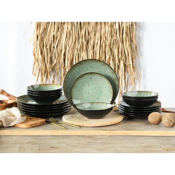 CreaTable Teller-Set Jawa, Teller Set 18-tlg (18-tlg), 6 Personen, Steinzeug, Reaktivglasur