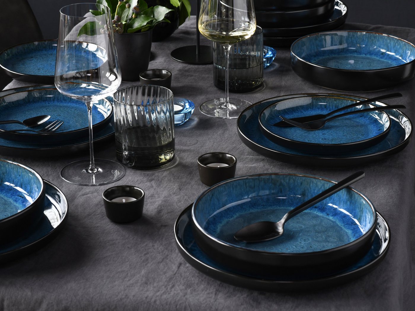 creaTable Teller-Set Nordic Fjord (18-tlg), 6 Personen, Steinzeug, je 6 Speiseteller 26 cm, Suppenteller 22,5 cm, Dessertteller 19,5 cm – Bild 2 von 5