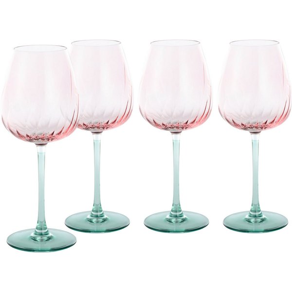 CreaTable Weinglas Swirly Spring, Weingläser-Set, 4-tlg., 4-tlg., Glas, Rillen Relief, Modern, Sommerlich, Leicht