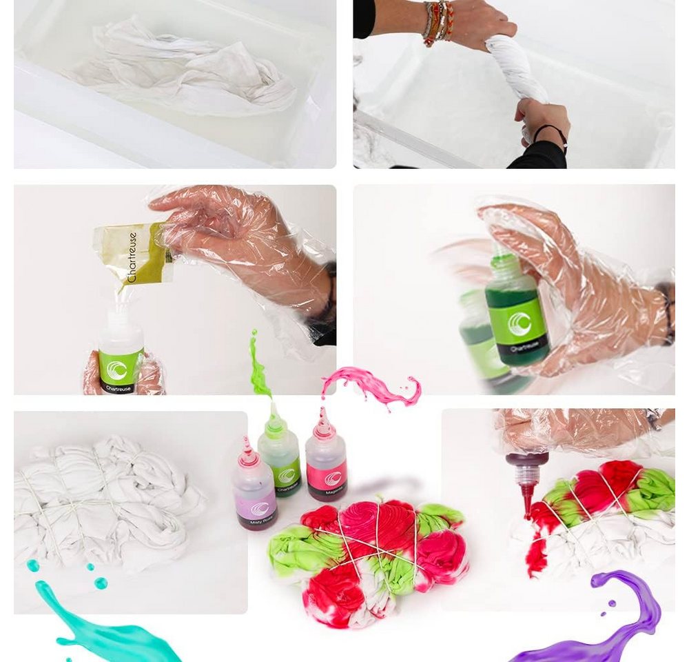 CREATEST Bastelfarbe Batikfarben-Set mit 20 Farben DIY Textilfarbe für Fashion & Spaß, Ideal für T-Shirts, Schals & Taschen aus Baumwolle, Leinen & mehr – Bild 4 von 5