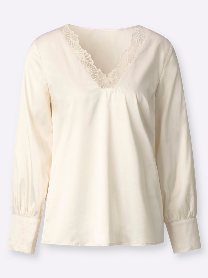 creation L Klassische Bluse Satin-Bluse Langarm – Bild 3 von 5
