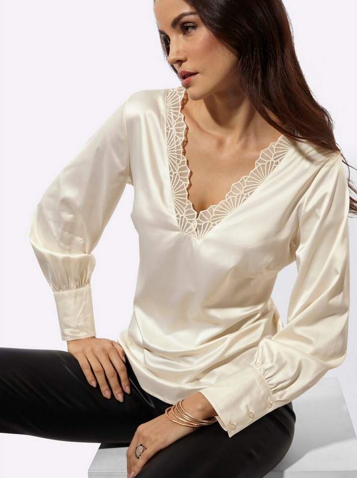 creation L Klassische Bluse Satin-Bluse Langarm – Bild 4 von 5