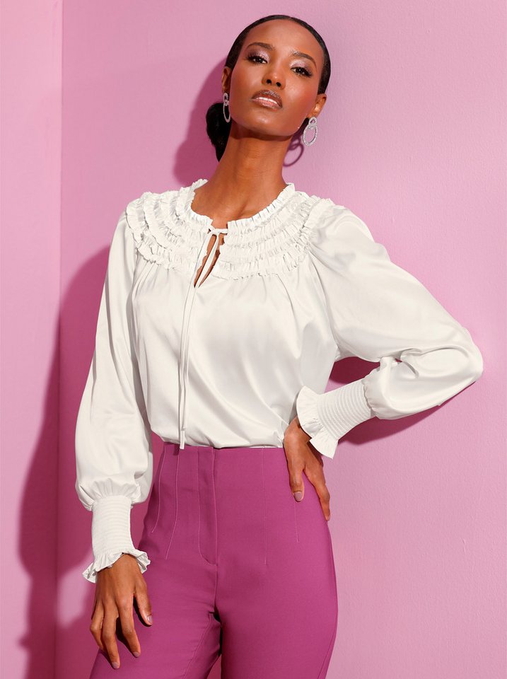 creation L Klassische Bluse Satin-Bluse Langarm – Bild 3 von 4