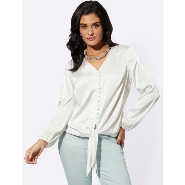 creation L Klassische Bluse Satin-Bluse Langarm