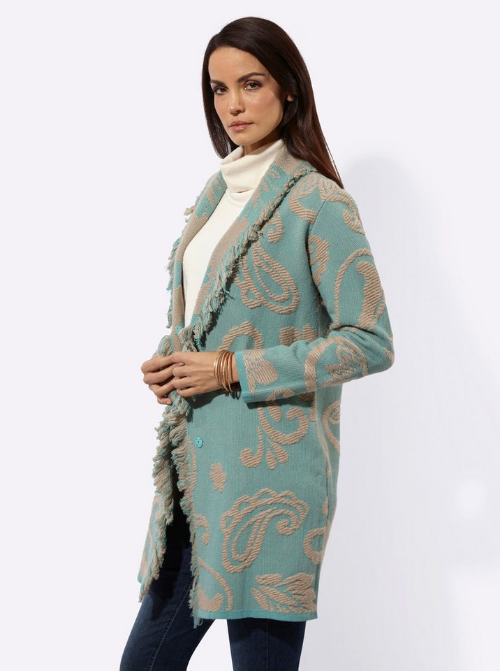 creation L Strickjacke Jacquard-Strickjacke Langarm Feinstrick – Bild 5 von 5