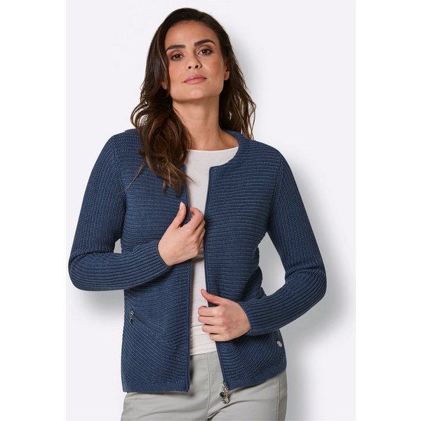creation L Strickjacke Lyocell-Baumwoll-Strickjacke Langarm Grobstrick
