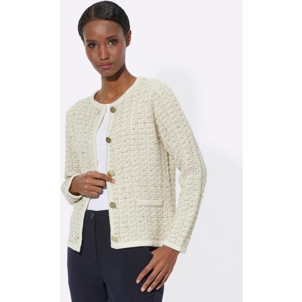 creation L Strickjacke Woll-Mix-Strickjacke Langarm Materialmix
