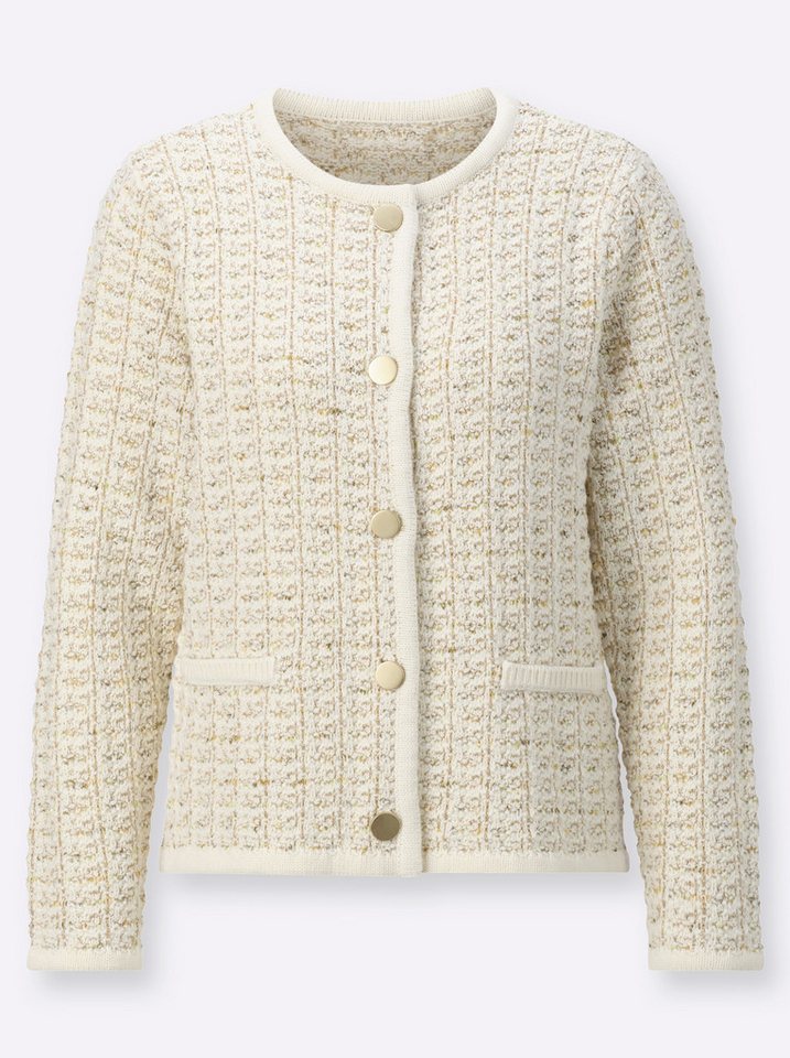 creation L Strickjacke Woll-Mix-Strickjacke Langarm Materialmix – Bild 3 von 4