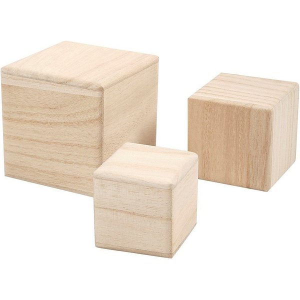 creativ company Dekoobjekt Holzwürfel, 3er-Set, Rohholz