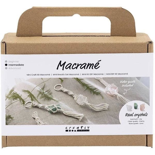 creativ company Kreativset Mini Bastelset Makramee - Schlüsselanhänger mit Kristallen