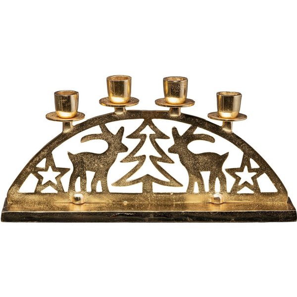 Creativ deco Kerzenhalter Adventsleuchter Weihnachtslandschaft (1 St), Stabkerzenhalter, Weihnachtsdeko, Breite ca. 35 cm, 4-flammig
