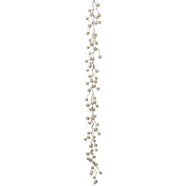 Winterliche Kunstpflanze Weihnachtsdeko, Weihnachtsgirlande Beeren, Creativ deco, Girlande in beschneiter Optik, Länge 168 cm, chamgagnerfarben