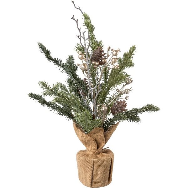 Creativ green Künstlicher Weihnachtsbaum Weihnachtsdeko, künstlicher Christbaum, Tannenbaum, mit Zapfen, Beeren und Deko-Ast