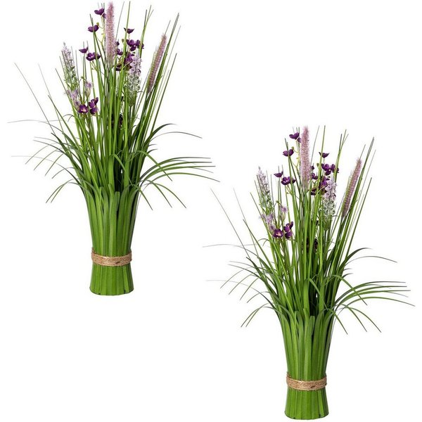 Kunstgras Stehgras-Busch mit Blüten, Creativ green, Höhe 48 cm