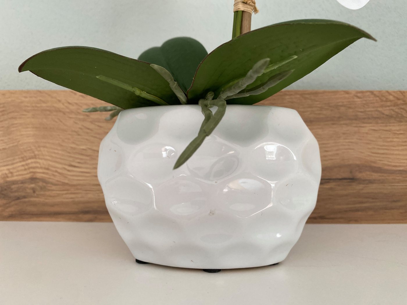 Kunstorchidee Kunstpflanze Orchidee, weiss, ca. 33 cm hoch in Keramiktopf, Creativ green – Bild 4 von 5