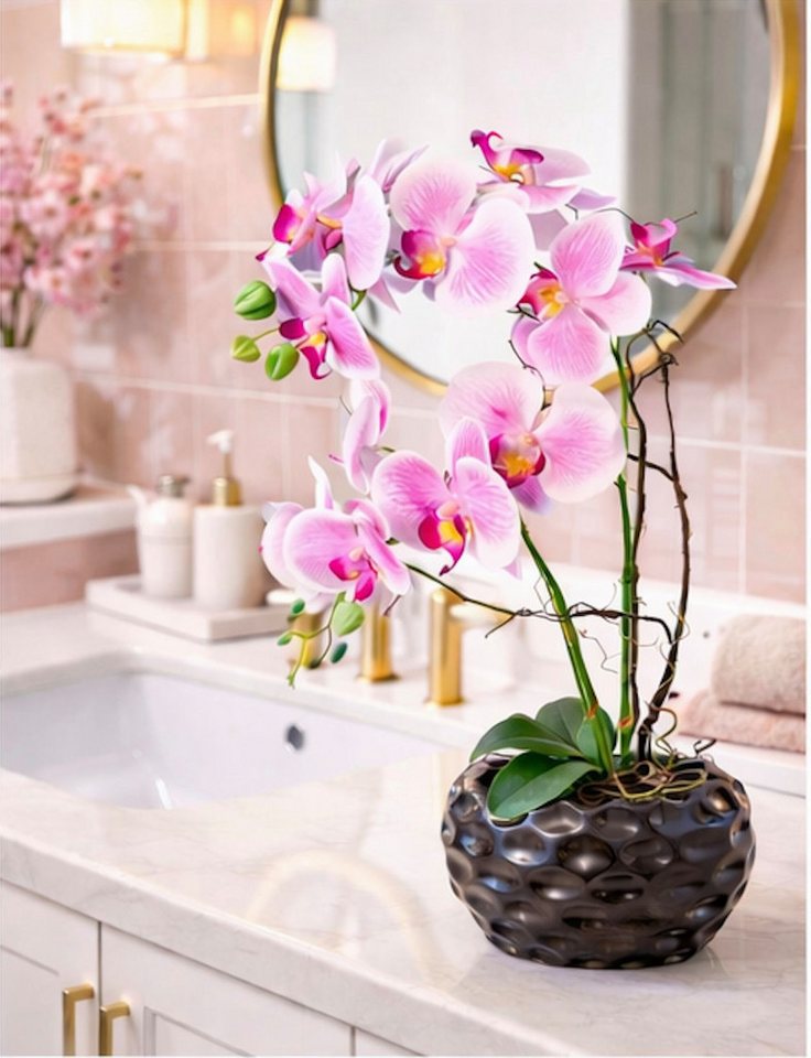 Kunstorchidee Kunstpflanze Orchidee Orchidee, Creativ green, Höhe 55.00 cm, im Keramiktopf – Bild 3 von 5
