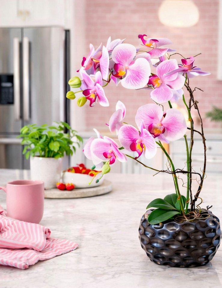 Kunstorchidee Kunstpflanze Orchidee Orchidee, Creativ green, Höhe 55.00 cm, im Keramiktopf – Bild 4 von 5