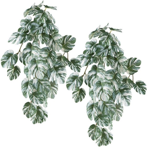 Kunstranke Hängepflanze Splitphilodendron variegata, Creativ green, Höhe 48 cm, mit naturgetreuem Blattwerk