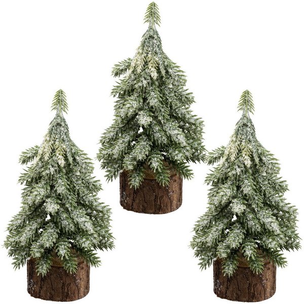 Winterliche Kunstpflanze Tannenbäumchen, Creativ green, Höhe 15 cm, auf Holzfuß
