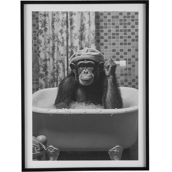 Creativ home Bild mit Rahmen Leinwandbild Affe in Badewanne, (1 St), mit Rahmen