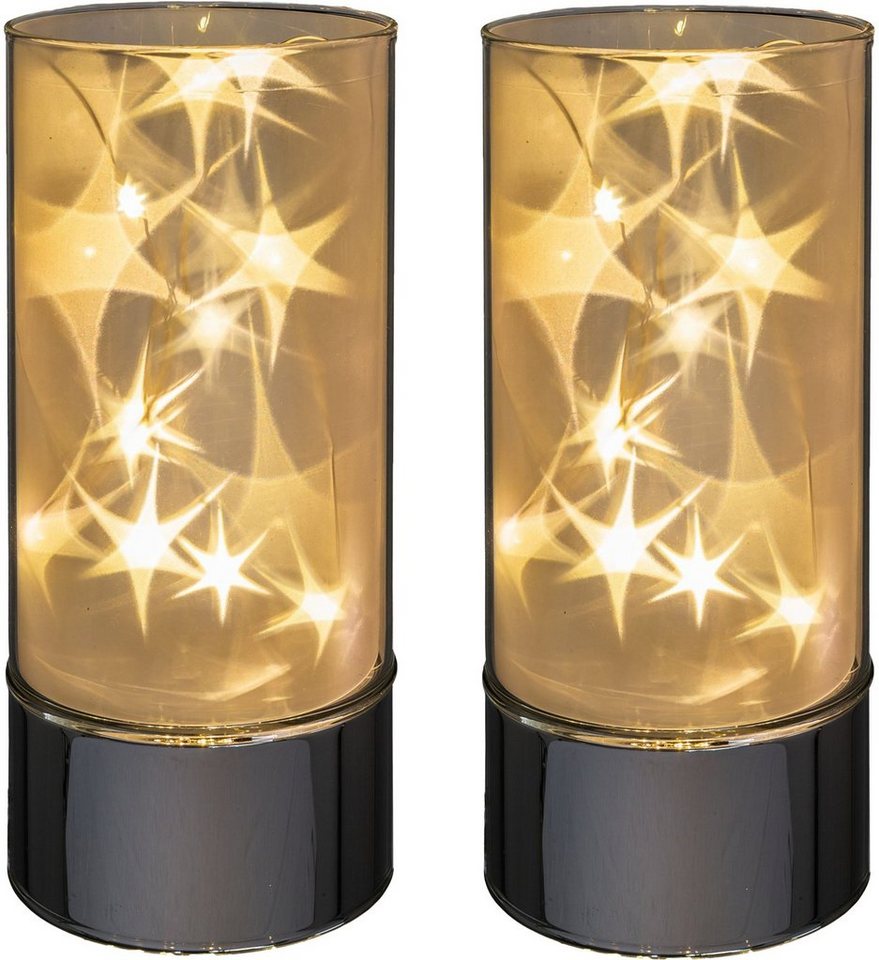 Creativ home LED-Leuchte Weihnachtsdeko (Set, 2 St), aus Glas, 2er Set, mit Sterneffekt – Bild 2 von 3